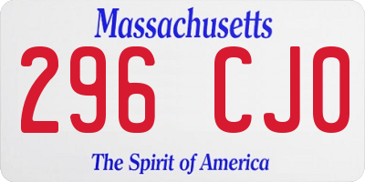 MA license plate 296CJ0
