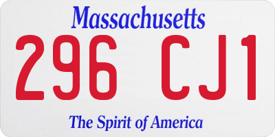 MA license plate 296CJ1