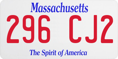 MA license plate 296CJ2