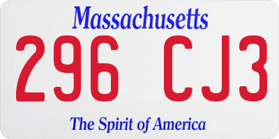 MA license plate 296CJ3