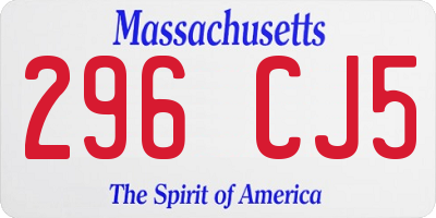 MA license plate 296CJ5