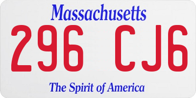 MA license plate 296CJ6