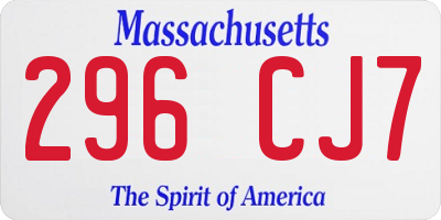 MA license plate 296CJ7