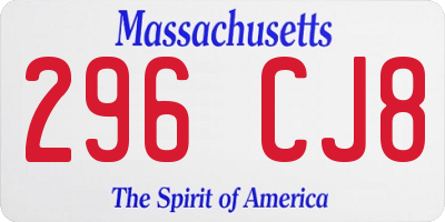 MA license plate 296CJ8