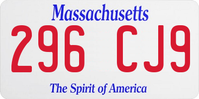 MA license plate 296CJ9