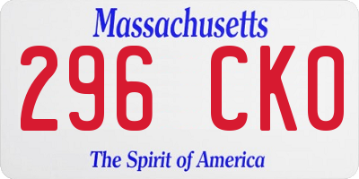 MA license plate 296CK0