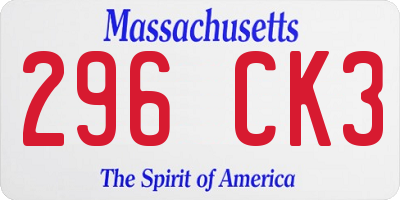 MA license plate 296CK3