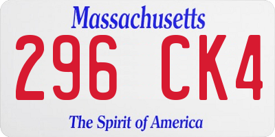 MA license plate 296CK4