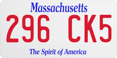 MA license plate 296CK5