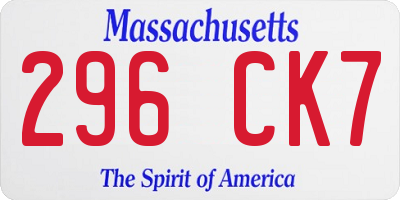 MA license plate 296CK7