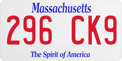 MA license plate 296CK9