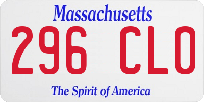 MA license plate 296CL0