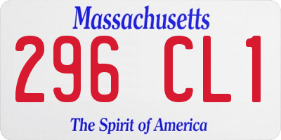 MA license plate 296CL1