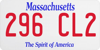 MA license plate 296CL2