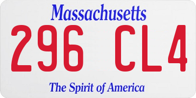 MA license plate 296CL4