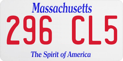 MA license plate 296CL5