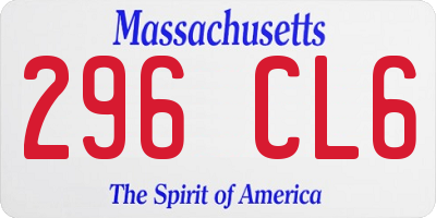 MA license plate 296CL6