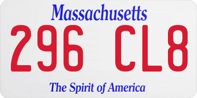 MA license plate 296CL8
