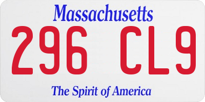 MA license plate 296CL9