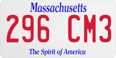 MA license plate 296CM3