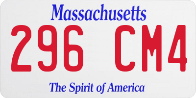 MA license plate 296CM4