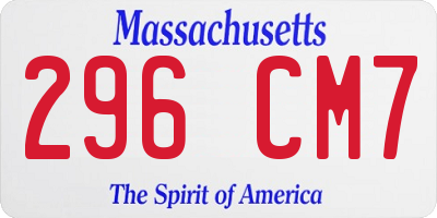 MA license plate 296CM7