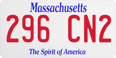 MA license plate 296CN2