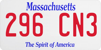MA license plate 296CN3