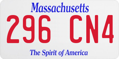 MA license plate 296CN4