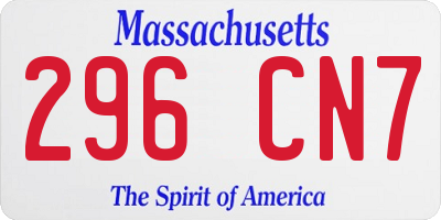 MA license plate 296CN7