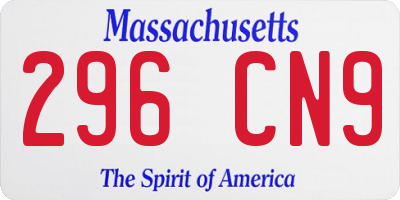 MA license plate 296CN9