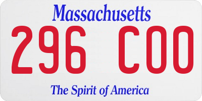 MA license plate 296CO0