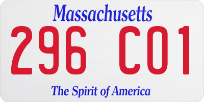 MA license plate 296CO1