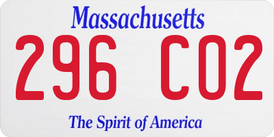 MA license plate 296CO2