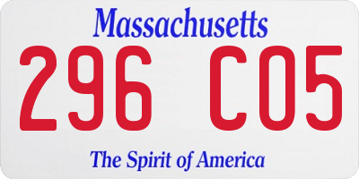 MA license plate 296CO5