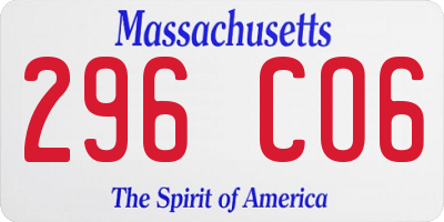 MA license plate 296CO6
