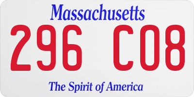 MA license plate 296CO8