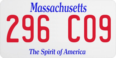 MA license plate 296CO9