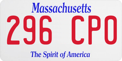 MA license plate 296CP0
