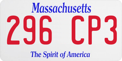 MA license plate 296CP3