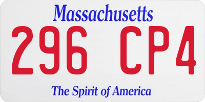MA license plate 296CP4