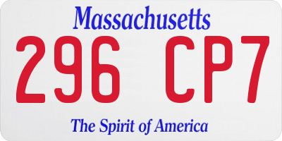 MA license plate 296CP7