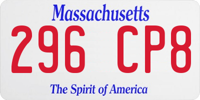MA license plate 296CP8