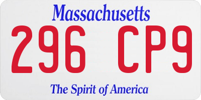 MA license plate 296CP9
