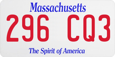 MA license plate 296CQ3