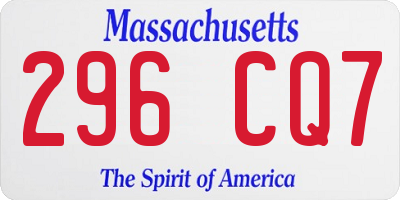 MA license plate 296CQ7