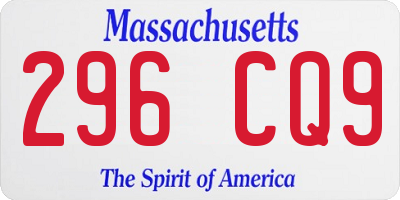 MA license plate 296CQ9