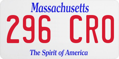 MA license plate 296CR0