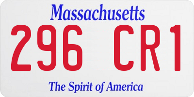 MA license plate 296CR1