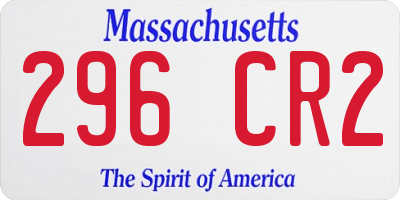MA license plate 296CR2